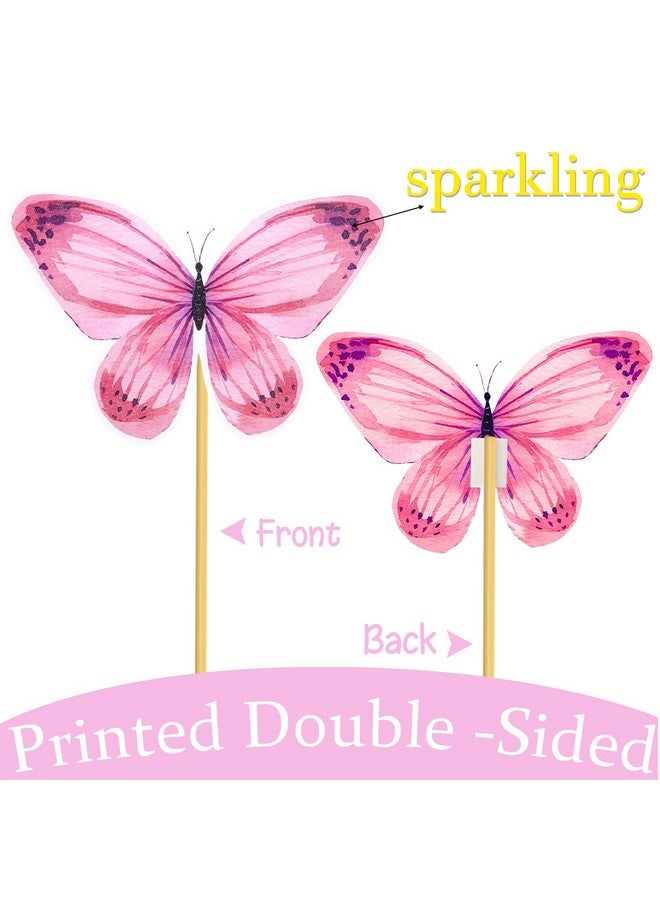 اوموني فراشة الطرف الجدول المركزية العصي الديكور 24 قطعة الملونة فراشة الجدول القبعات العالية للفراشة استحمام الطفل القطع المركزية الديكور الربيع موضوع حفلة عيد ميلاد لوازم - Image 4