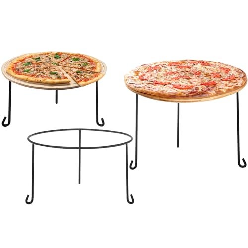 MyGift Set of 3 Pizza Stands for Table, 8, 9 10-Inch Metal Wire Pizza Pan Rack Holder, Round Black Pizza Tray Risers, Tabletop Serving Stands for Food and Platters - Image 1