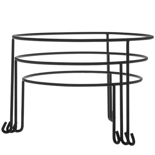 MyGift Set of 3 Pizza Stands for Table, 8, 9 10-Inch Metal Wire Pizza Pan Rack Holder, Round Black Pizza Tray Risers, Tabletop Serving Stands for Food and Platters - Image 5
