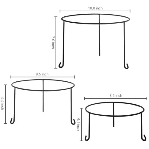MyGift Set of 3 Pizza Stands for Table, 8, 9 10-Inch Metal Wire Pizza Pan Rack Holder, Round Black Pizza Tray Risers, Tabletop Serving Stands for Food and Platters - Image 4