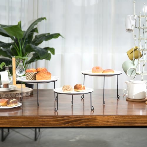 MyGift Set of 3 Pizza Stands for Table, 8, 9 10-Inch Metal Wire Pizza Pan Rack Holder, Round Black Pizza Tray Risers, Tabletop Serving Stands for Food and Platters - Image 3