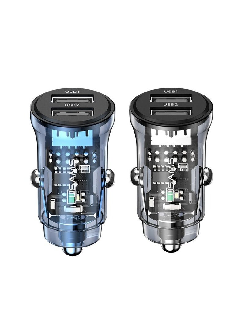 Usams Transparent Dual USB A+A Mini Car Charger  - Image 1