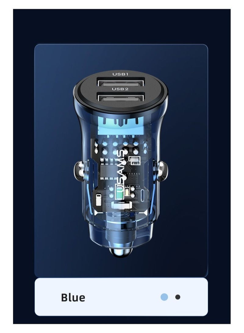 Usams Transparent Dual USB A+A Mini Car Charger  - Image 2