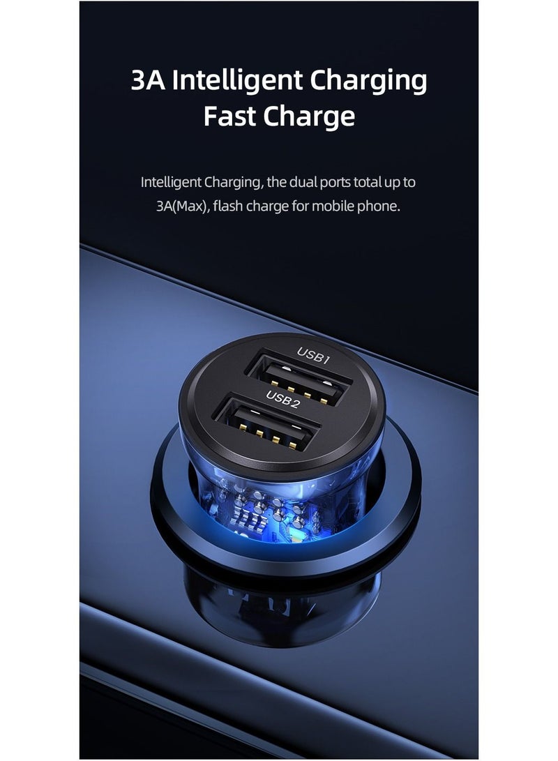 Usams Transparent Dual USB A+A Mini Car Charger  - Image 4