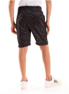 Andora Patterned Elastic Waist Cotton Short - Black  - Image 3