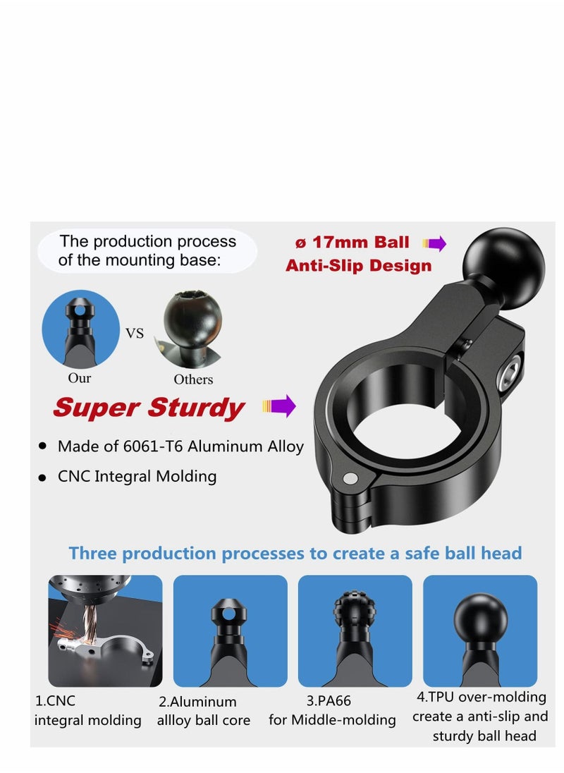 SYOSI Motorcycle Phone Mount with Qi 15W Wireless Charger & USB C 20W Fast Charging Port,Anti-Slip Aluminum Alloy Mounting Base IP66 Waterproof Handlebar Cell Phone Holder for 4"-8" Cellphone  - Image 5