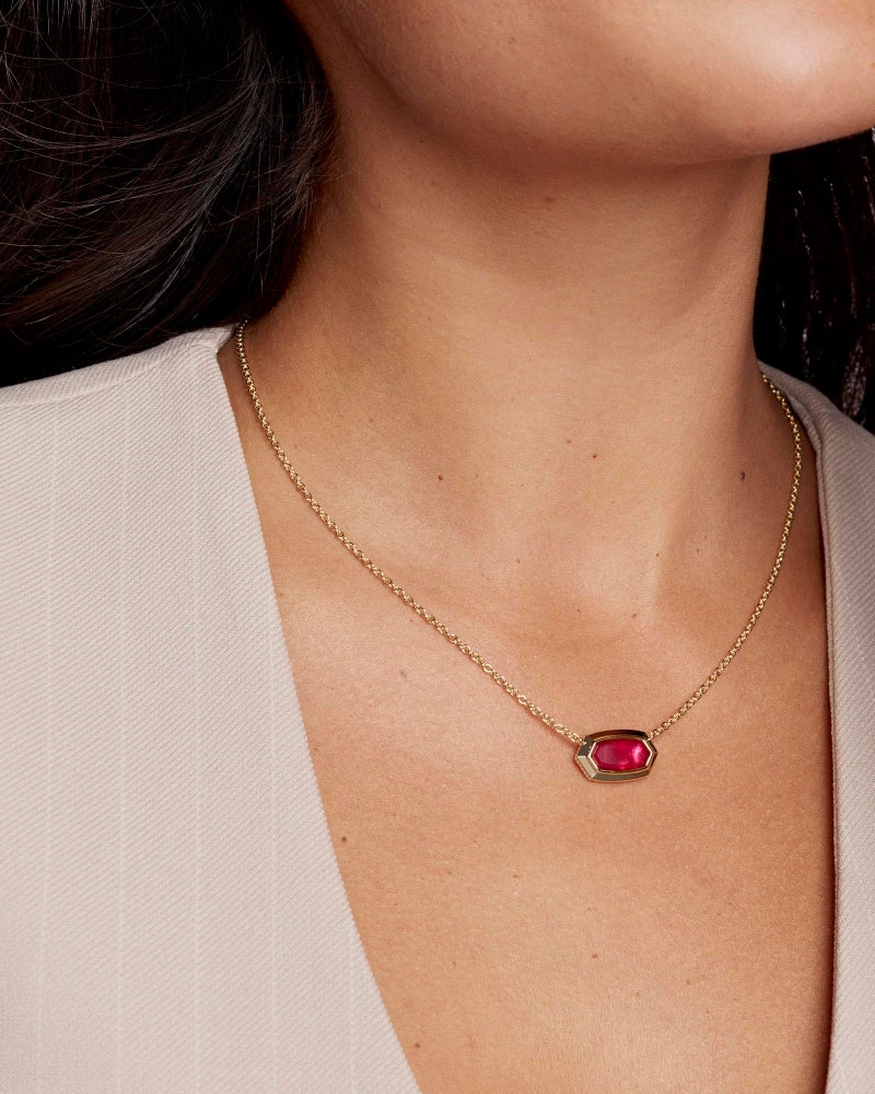 Kendra Scott Elisa Bezel Short Pendant Necklace in Carmine Red Illusion, 14k Gold-Plated Brass, Fashion Jewelry for Women - Image 3