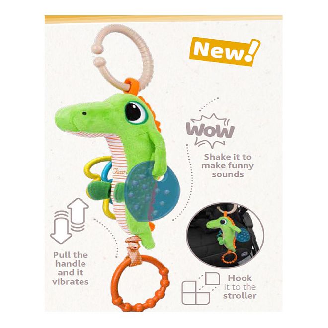 Chicco Crocodile Hanging Rattle Toy, Soft Plush Stuffed with Spin Mobile, Easy to Attach to Pram/Stroller/Car Seat for 3-24M+ - Image 5
