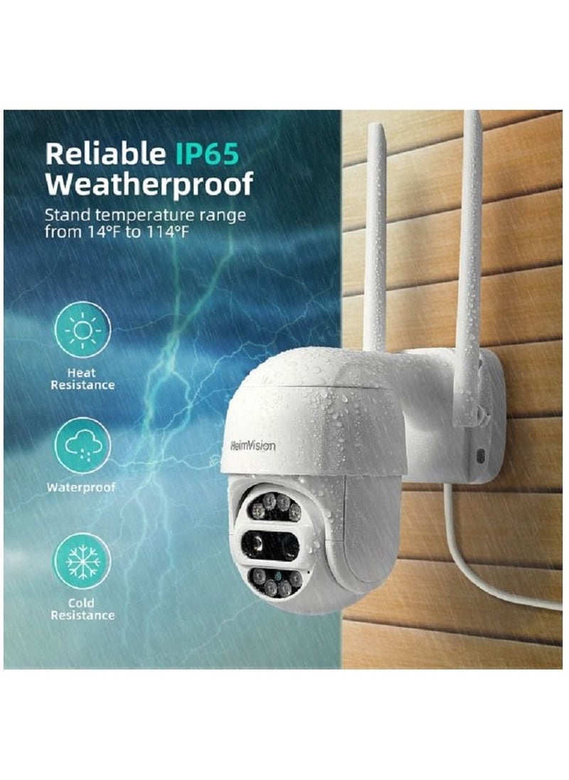 Security Camera 1080P PTZ Dual Lens Outdoor WiFi Security Camera with Two Way Talk 360° for Home Security Motion Tracking IP66 Weatherproof FullColor Night Vision