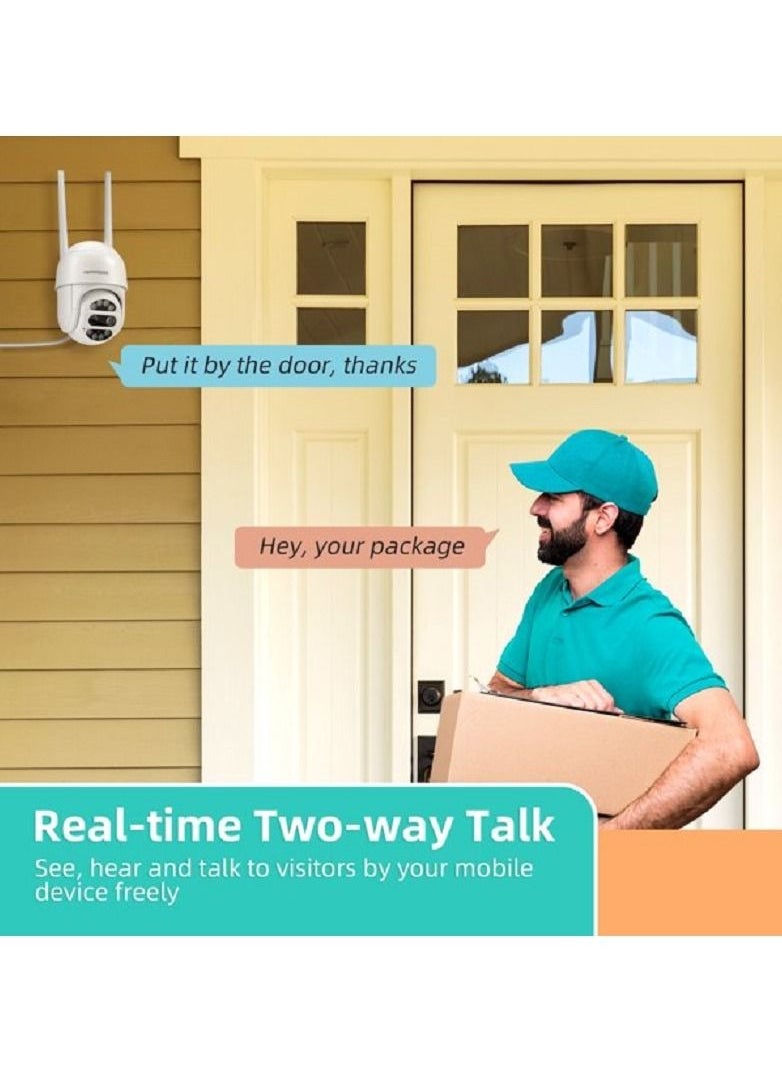Security Camera 1080P PTZ Dual Lens Outdoor WiFi Security Camera with Two Way Talk 360° for Home Security Motion Tracking IP66 Weatherproof FullColor Night Vision