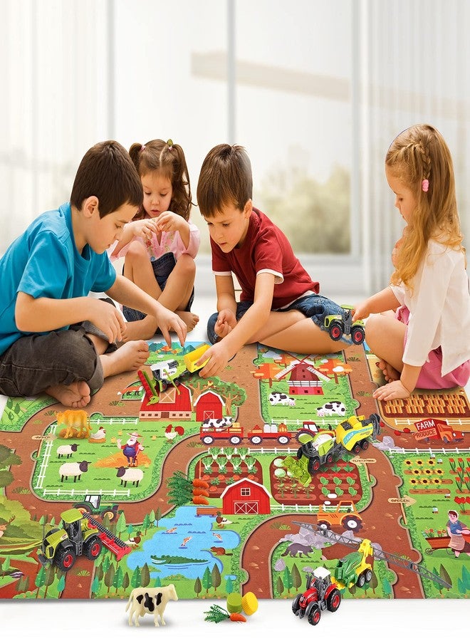 Oriate Farm Tractor Toys Vehicle with Animals & Activity Play Mat, 38Pcs Educational Realistic Kid's DIY Diecast Set, Kids Tractors Trailer Sprayer Cow Animal Toy Birthday Gift - Image 4