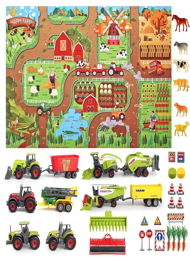 Oriate Farm Tractor Toys Vehicle with Animals & Activity Play Mat, 38Pcs Educational Realistic Kid's DIY Diecast Set, Kids Tractors Trailer Sprayer Cow Animal Toy Birthday Gift - Image 3