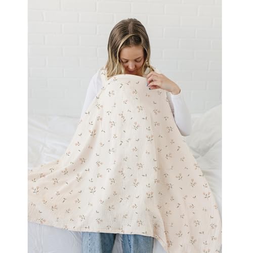 MairMore Muslin Nursing Covers for Breastfeeding, Privacy Breast Feeding Cover with Arch Neckline for Mom and Baby, Breathable 100% Cotton Nursing Apron Multi-use Stroller Cover - Image 4