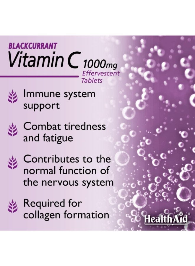HealthAid Vitamin C 1000mg - Effervescent (Blackcurrant Flavour) - 20 Tablets - Image 4