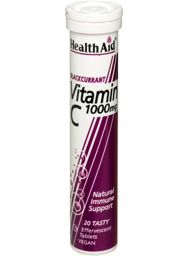 HealthAid Vitamin C 1000mg - Effervescent (Blackcurrant Flavour) - 20 Tablets - Image 1