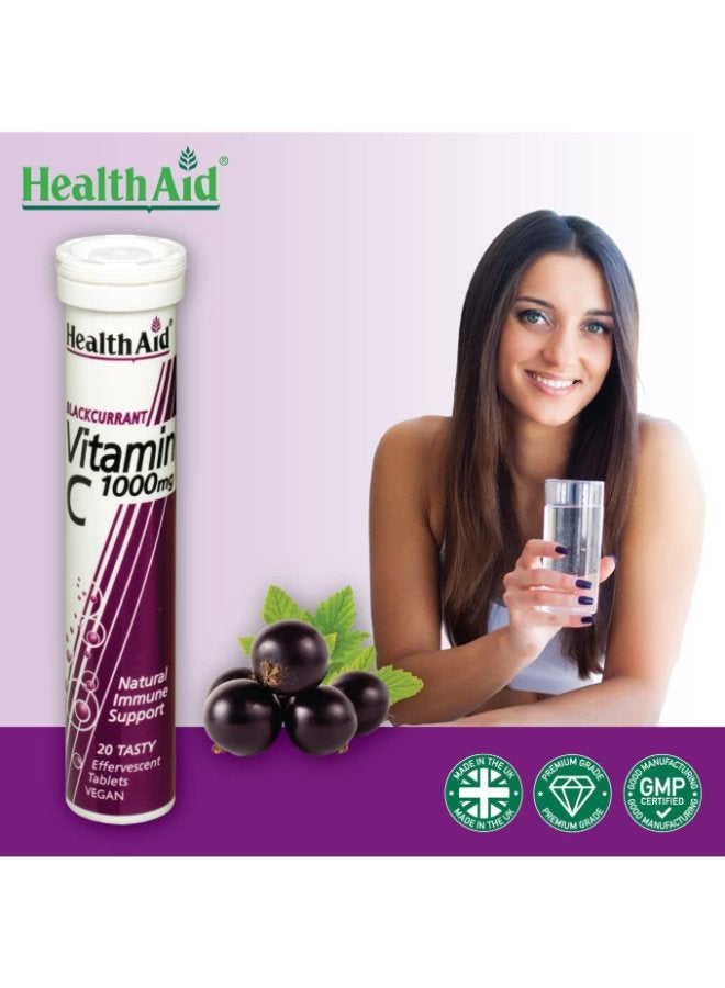 HealthAid Vitamin C 1000mg - Effervescent (Blackcurrant Flavour) - 20 Tablets - Image 3