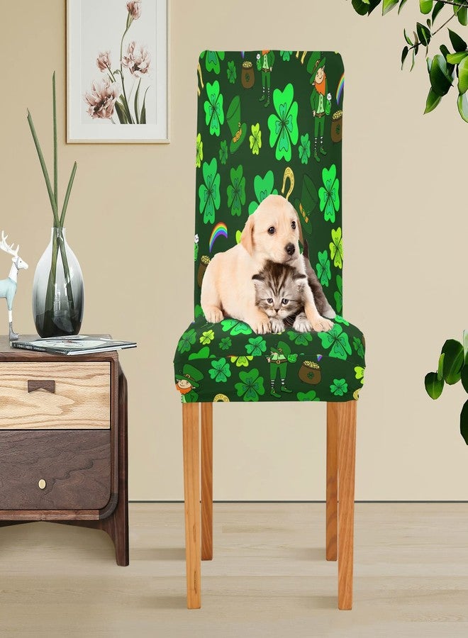 xigua Chair Covers Slipcovers for Dining Room 4PCS,St. Patrick's Day Green Leprechaun Stretchable Chair Slipcover Washable Removable for Family Gatherings, Hotels, BBQ Parties - Image 5