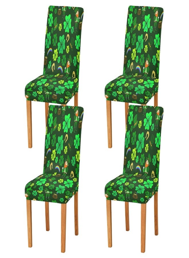 xigua Chair Covers Slipcovers for Dining Room 4PCS,St. Patrick's Day Green Leprechaun Stretchable Chair Slipcover Washable Removable for Family Gatherings, Hotels, BBQ Parties - Image 1