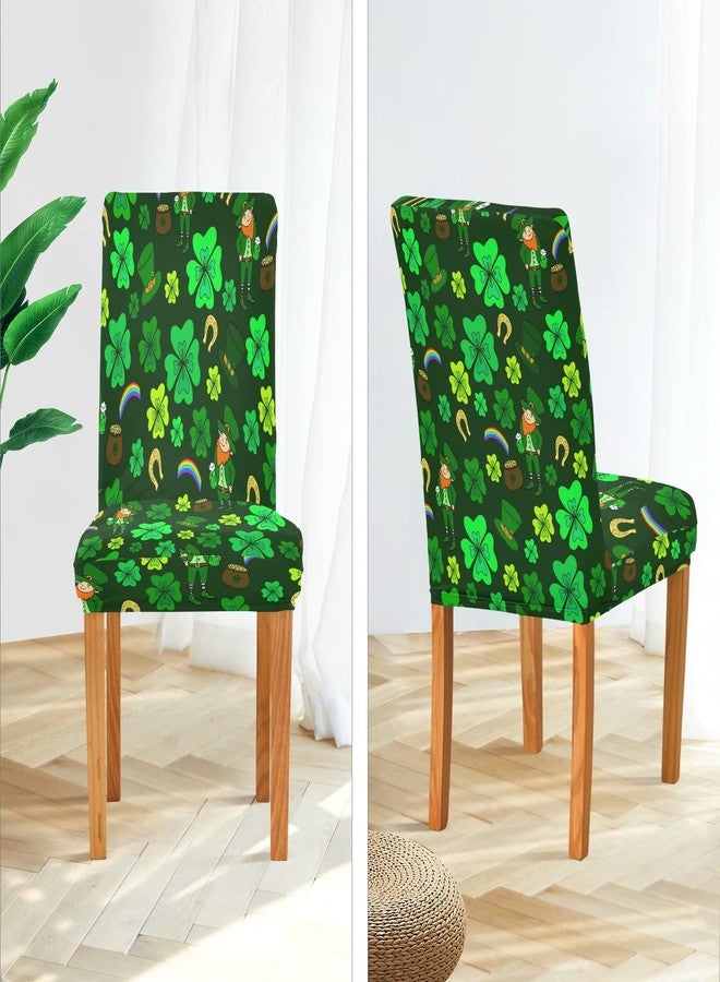 xigua Chair Covers Slipcovers for Dining Room 4PCS,St. Patrick's Day Green Leprechaun Stretchable Chair Slipcover Washable Removable for Family Gatherings, Hotels, BBQ Parties - Image 4