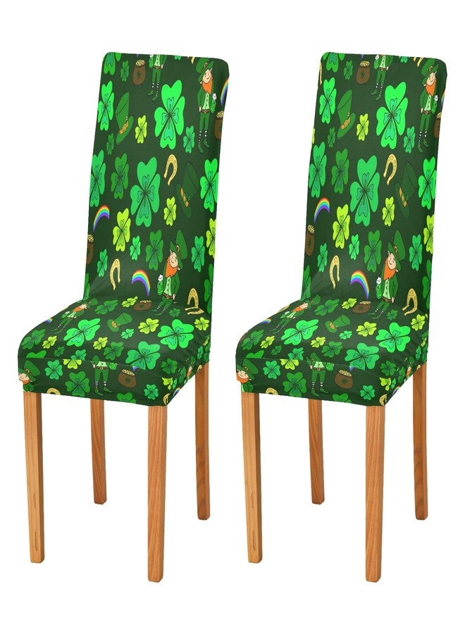xigua Chair Covers Slipcovers for Dining Room 4PCS,St. Patrick's Day Green Leprechaun Stretchable Chair Slipcover Washable Removable for Family Gatherings, Hotels, BBQ Parties - Image 2
