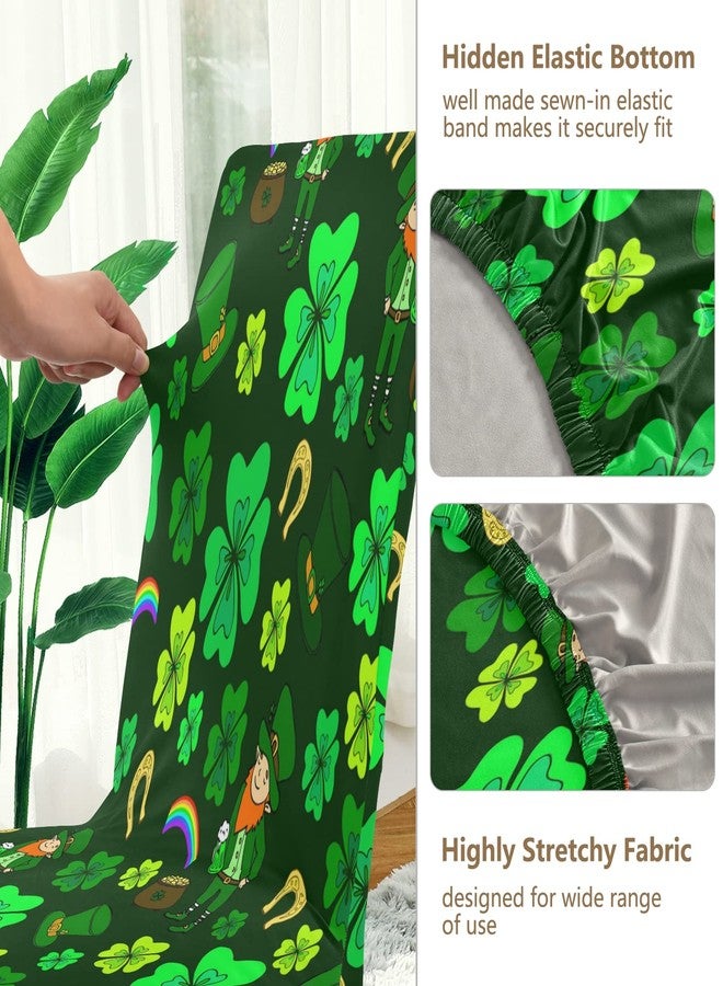 xigua Chair Covers Slipcovers for Dining Room 4PCS,St. Patrick's Day Green Leprechaun Stretchable Chair Slipcover Washable Removable for Family Gatherings, Hotels, BBQ Parties - Image 3