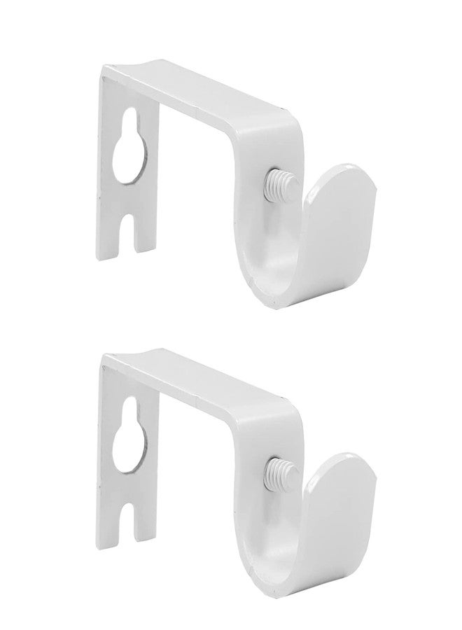 Kowibcl Curtain Bracket, 2 Pcs Holders, Fixed Brackets for 1/2 or 5/8 inch Rods, White - Image 1