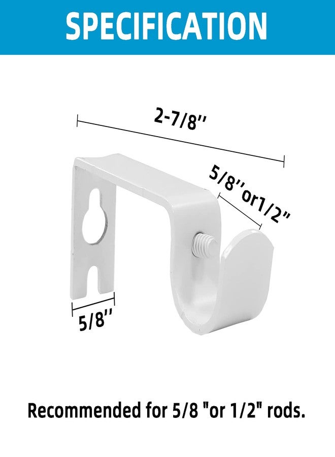 Kowibcl Curtain Bracket, 2 Pcs Holders, Fixed Brackets for 1/2 or 5/8 inch Rods, White - Image 3
