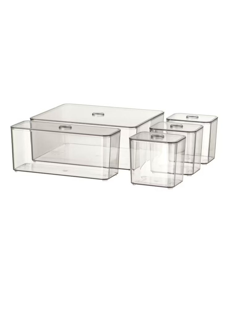 Box with lid, set of 5, smoked24x20x10 cm - Image 1