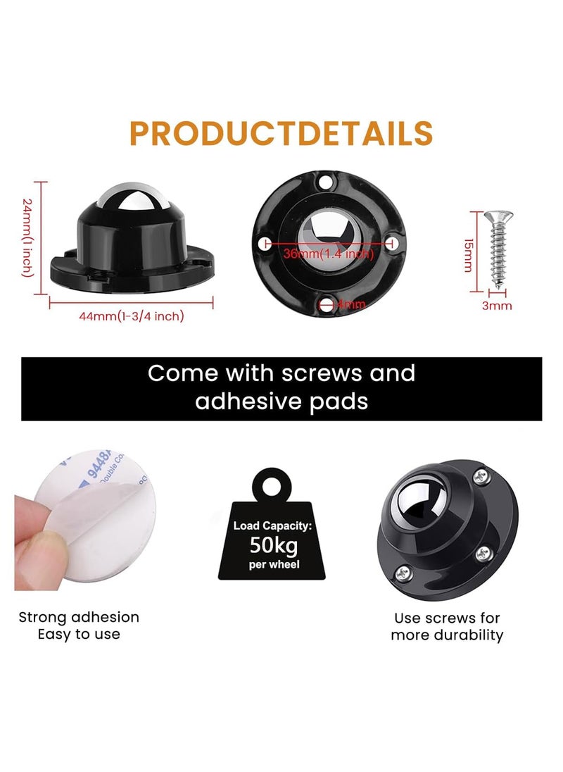 Gopinath Autolink Gopinath Autolink 4pcs Self Adhesive Wheel Caster Swivel 360 for Furniture Storage Box Mop Bucket Trash Can DIY Modification Moving Table Heavy Duty Caster Wheels Black  - Image 3