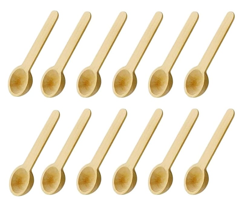 Shruthi GheeOil Spoon Pack of 12 for Small Containers 10 CM Handmade Wooden Spoon for Sauce Spices Salt Sugar Condiments - Image 1