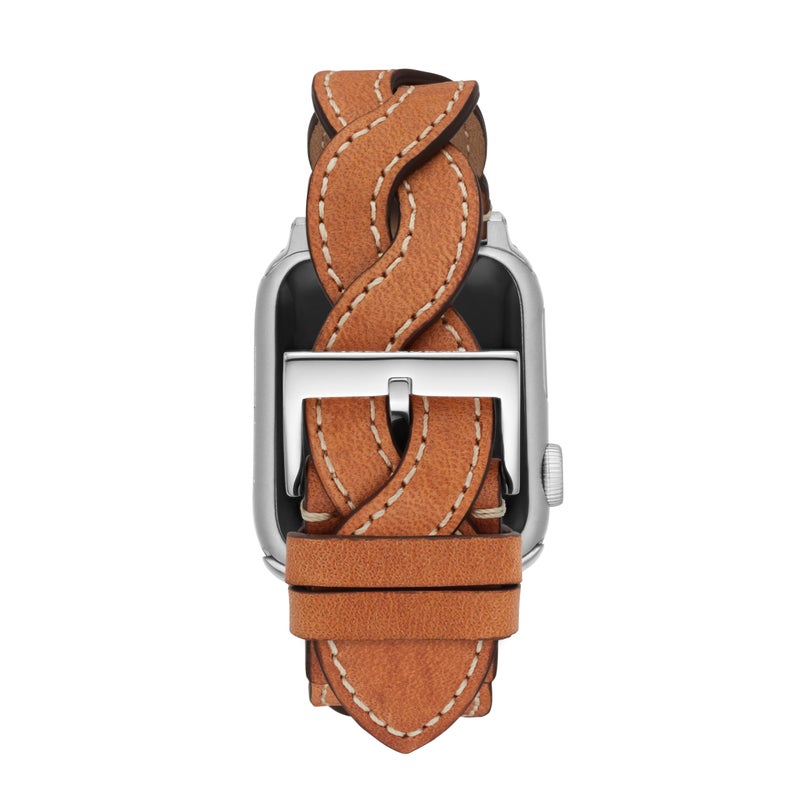 Tory Burch Women's Luggage Brown Braided-Leather Band For Apple WatchÂ®, 38mm/40mm/41mm (Model: TBS0046) - Image 4