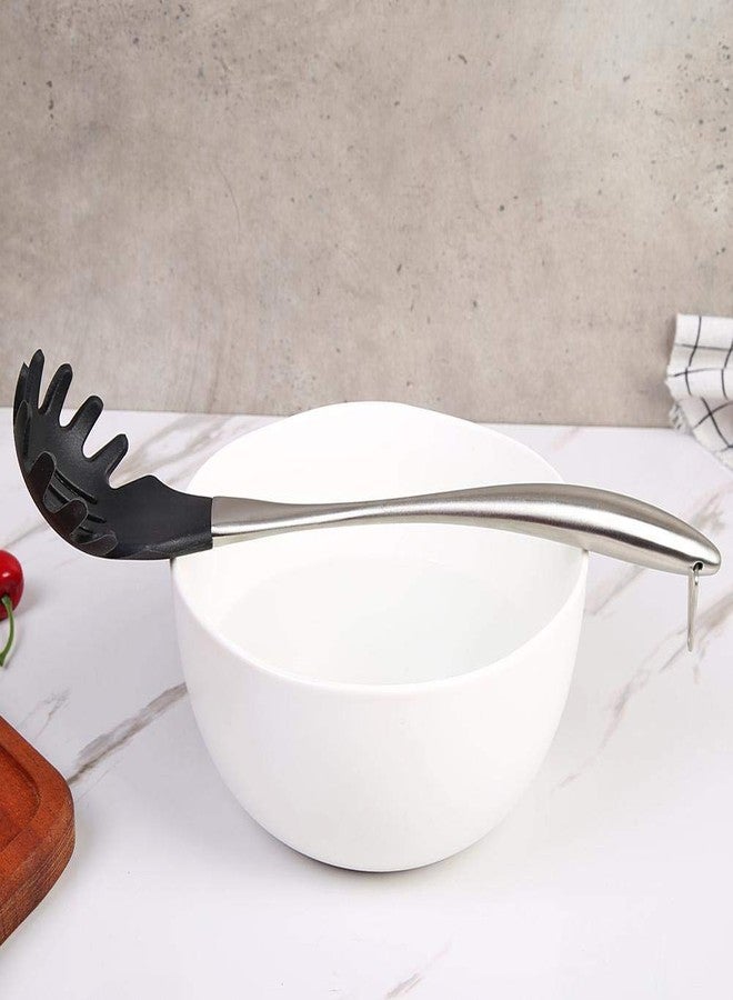 BEING CART® Kitchen Premium Silicone Spaghetti Server Pasta Spoon Fork Pasta Sever Spaghetti Fork with Stainless Steel Handle Black 1Pcs - Image 5