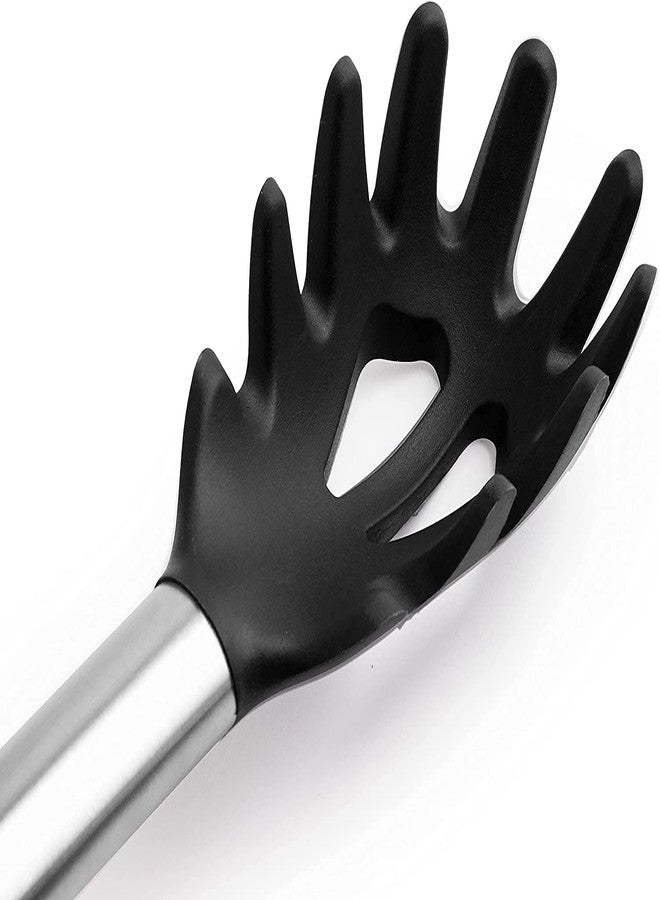BEING CART® Kitchen Premium Silicone Spaghetti Server Pasta Spoon Fork Pasta Sever Spaghetti Fork with Stainless Steel Handle Black 1Pcs - Image 4