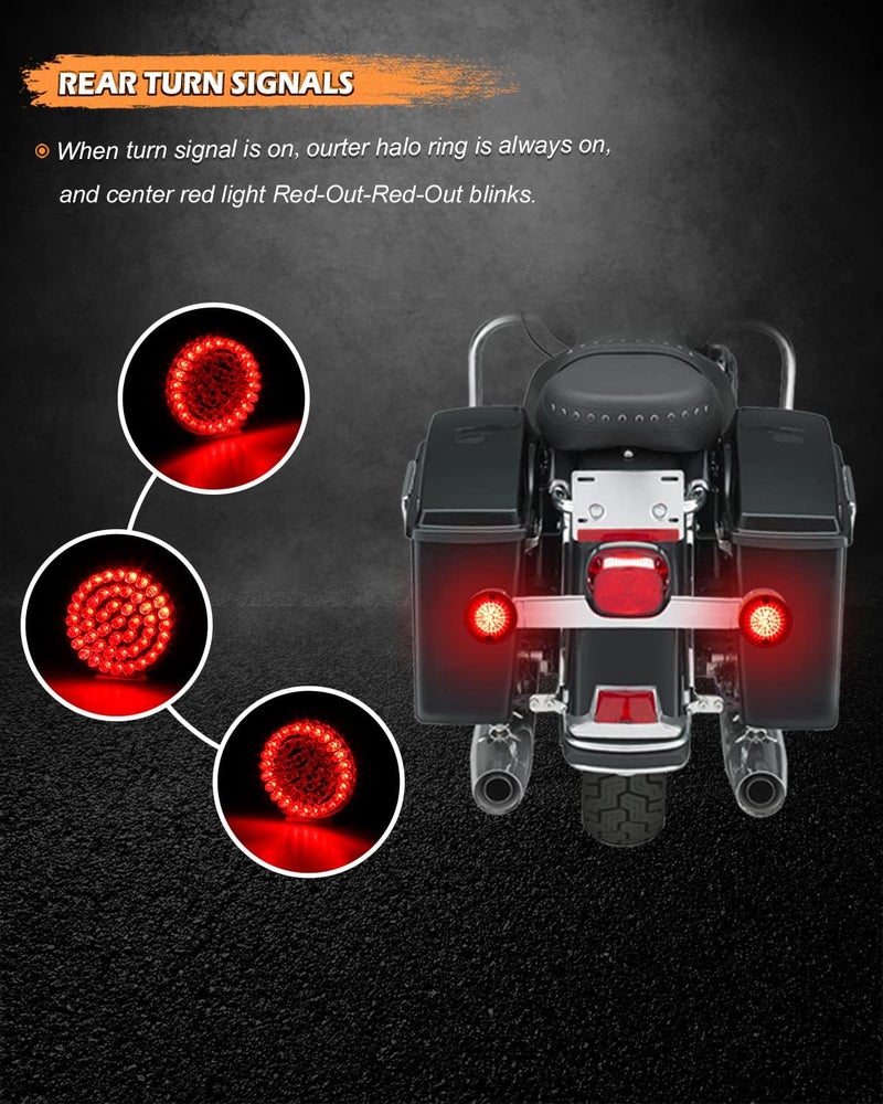 NTHREEAUTO LED 1157 Front Rear Turn Signals with Smoked Lens for Harley Motorcycles - Image 4
