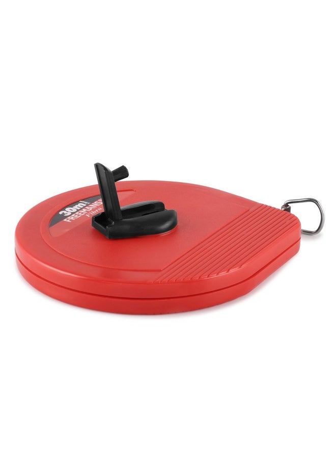 FREEMANS FREEMANS 30m:13 mm Fibra Fibreglass Measuring Tape - 30m/100ft With Unbreakable ABS Case || Durable Winding Mechanism Handle and Steel End Hook || Red Color  - Image 3