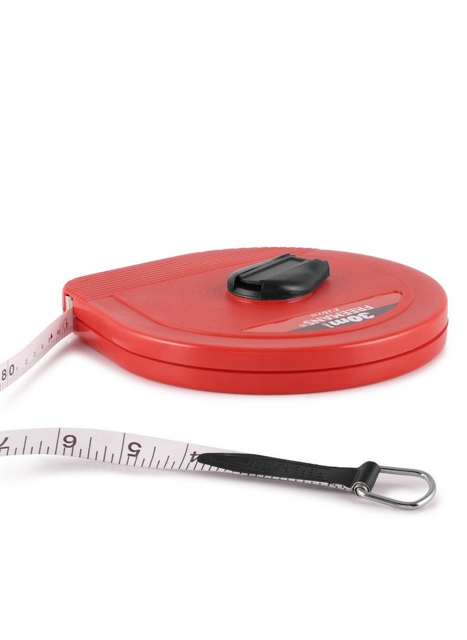 FREEMANS FREEMANS 30m:13 mm Fibra Fibreglass Measuring Tape - 30m/100ft With Unbreakable ABS Case || Durable Winding Mechanism Handle and Steel End Hook || Red Color  - Image 4