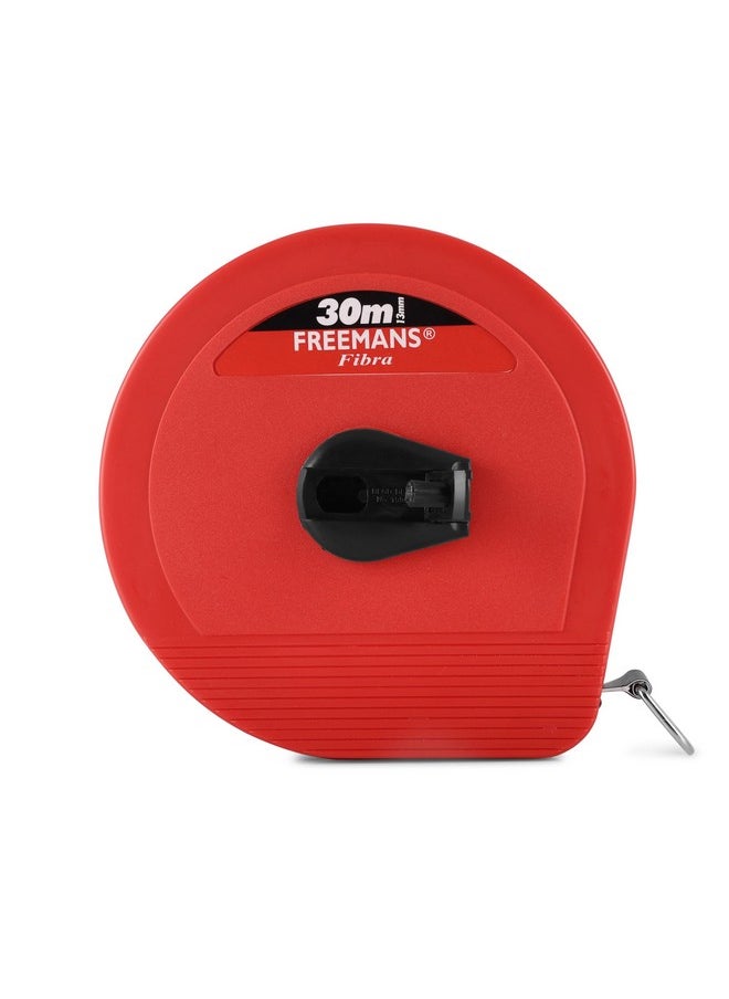 FREEMANS FREEMANS 30m:13 mm Fibra Fibreglass Measuring Tape - 30m/100ft With Unbreakable ABS Case || Durable Winding Mechanism Handle and Steel End Hook || Red Color  - Image 1