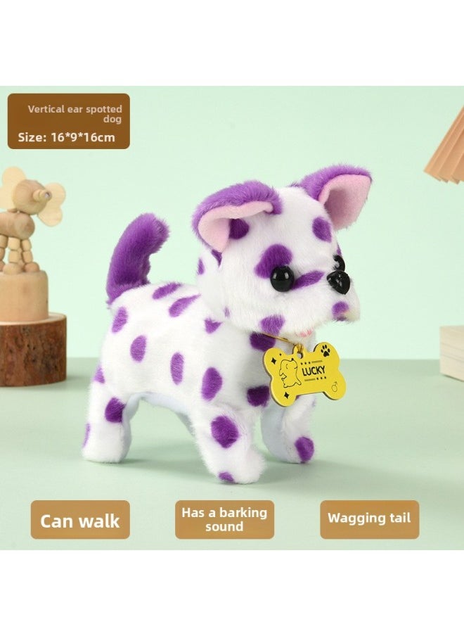 Toy Dog Children Plush Electric Toy Walking Dog Electric Dog Stall Electronic Puppy Pet-Color:Jack-eared Dalmatian [purple]  - Image 1