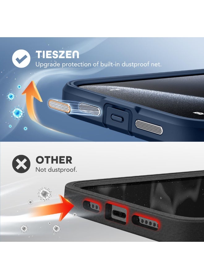 TIESZEN Magnetic for iPhone 15 Pro Max Case, Compatible with MagSafe, Built-in Privacy Screen Protector and Camera Protection, Anti Spy Full Body Dustproof Shockproof Hard Phone Case 6.7", Dark Blue - Image 5