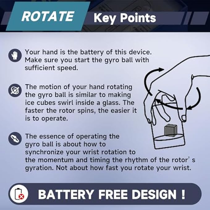 rayihni Wrist Power Gyro Ball Hand Forearm Strengthener Wrist Trainer AutoStart Colorful Lighting - Image 5