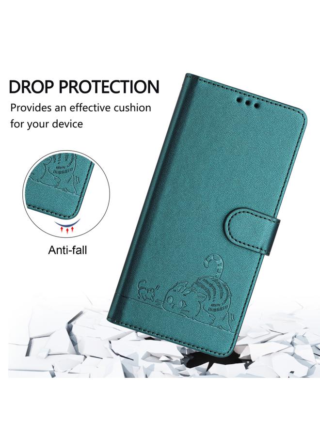 Green Tiger Case For HMD Skyline Cat Rat Embossed RFID Leather Phone Case with Lanyard  - Image 4