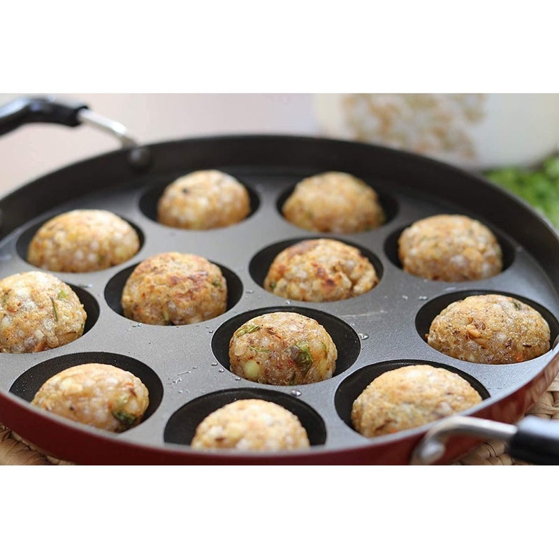 Vipron Appam Maker Non Stick with lid 12 pits appam pan appe pan appam Maker Non Stick with lid paniyaram pan Non Stick appe pan Non Stick - Image 2
