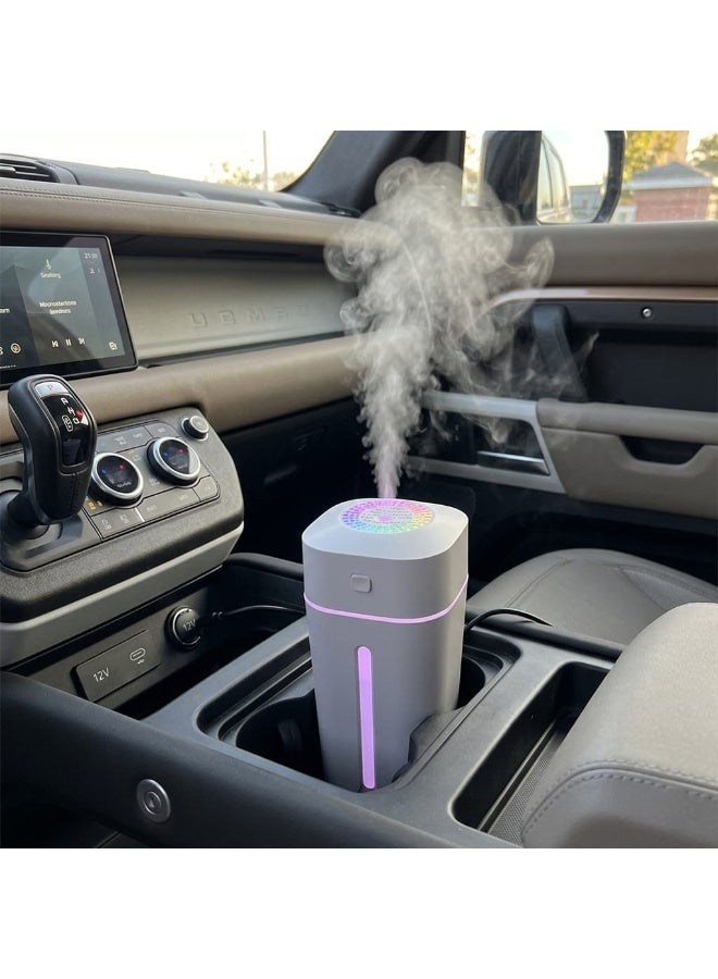 2-in-1 USB Car & Office Humidifier & Essential Oil Diffuser | Compact Cup Holder Design, Colorful LED Night Light, Ultra-Quiet Ultrasonic Cool Mist (Pink) - Image 4