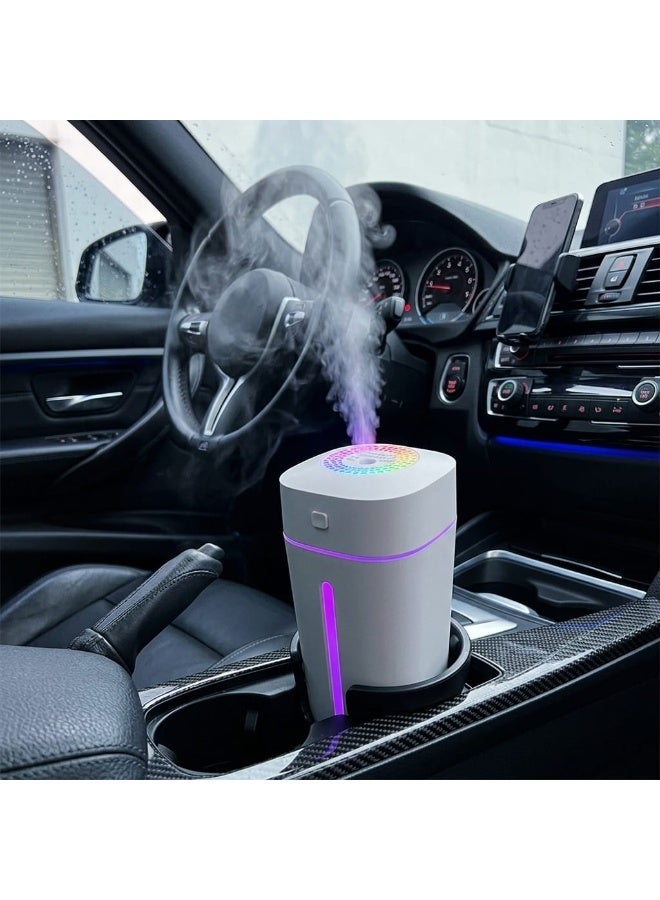 2-in-1 USB Car & Office Humidifier & Essential Oil Diffuser | Compact Cup Holder Design, Colorful LED Night Light, Ultra-Quiet Ultrasonic Cool Mist (Pink) - Image 1