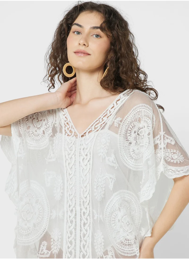 Ginger Lace Detail Beach Cover Up