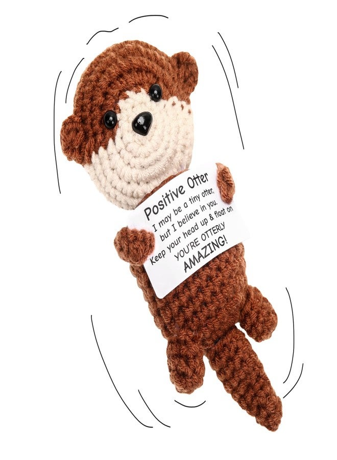 JULEASEL Mini Funny Positive Crochet Otter Emotional Crochet Animals Sea Otter Gifts Knitted Doll Encouragement Cheer Up Birthday Graduation Gifts for Women Men Coworkers Teens - Image 1