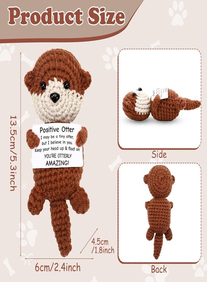 JULEASEL Mini Funny Positive Crochet Otter Emotional Crochet Animals Sea Otter Gifts Knitted Doll Encouragement Cheer Up Birthday Graduation Gifts for Women Men Coworkers Teens - Image 2