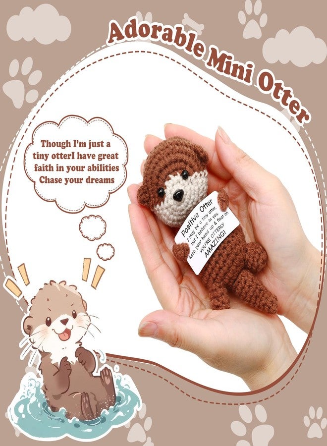 JULEASEL Mini Funny Positive Crochet Otter Emotional Crochet Animals Sea Otter Gifts Knitted Doll Encouragement Cheer Up Birthday Graduation Gifts for Women Men Coworkers Teens - Image 3