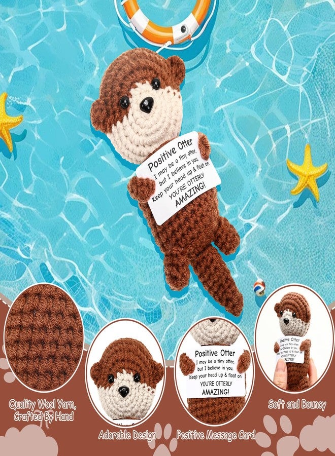 JULEASEL Mini Funny Positive Crochet Otter Emotional Crochet Animals Sea Otter Gifts Knitted Doll Encouragement Cheer Up Birthday Graduation Gifts for Women Men Coworkers Teens - Image 4