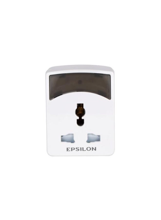 Epsilon محول عالمي ثلاثي الطرق إبسيلون ES1496، محول طاقة متعدد المنافذ، توافق عالمي، محول سفر مدمج للهواتف المحمولة، الأجهزة اللوحية وأجهزة الكمبيوتر المحمولة، أبيض، ضمان لمدة 2 سنوات - Image 1